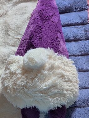 Plush Accent Pillow in Purple and Cream